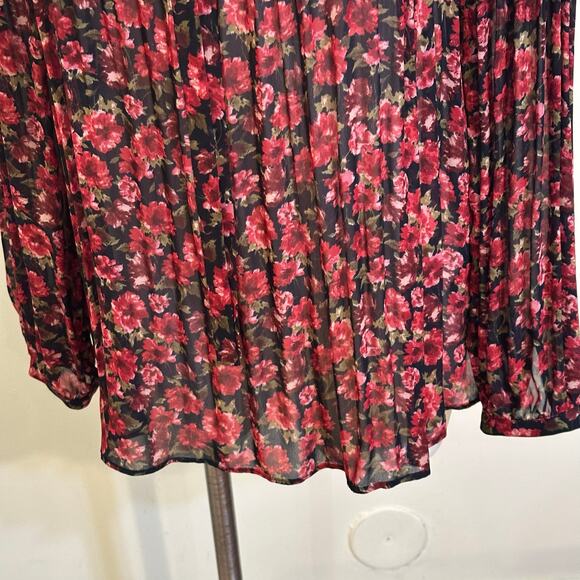 Ralph Lauren Crinkle Floral Sheer Blouse sz S Long Sleeve Tie - Picture 5 of 9